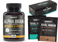 Onnit Premium Alpha Brain Bundle - Nootropic Brain Supplement (30 Count) for Focus Concentration & Memory + Total Human Day and Night Vitamin Packs for Men and Women (30-Day Supply)