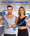 Back And Neck Massager-Trigger Point Massage Tools For Pain Relief And Self Massage Hook Cane- Handheld Body Deep Tissue Shoulder Leg Feet Massager Stick For Men & Women-Blue
