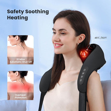 Cordless Shiatsu Neck Massager With Soothing Heat, Usb C Rechargeable Deep Tissue 6D Kneading Electric Massage For Body Muscle Pain Relief, Lightweight And Hand-Free, Gifts For Men Women
