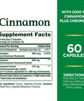Nature's Bounty Cinnamon 2000mg Plus Chromium Sugar Metabolism Support Supplement 60 Capsules