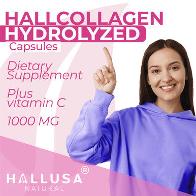 Hallusa Natural C lageno Hidrolizado - Pastillas De Col geno - Piel, Arrugas Y Antienvejecimiento Fortalecimiento Del Cabello Y U as Dolor En Articulaciones Collagen Hydrolized Plus Vitamin C 1000 Mg 60 Cap