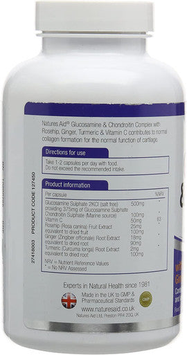 Natures Aid Glucosamine and Chondroitin Complex - Pack of 180 Capsules