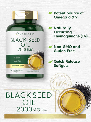 Carlyle Black Seed Oil 2000mg | 70 Softgel Capsules | Non-GMO Gluten Herbal Supplement