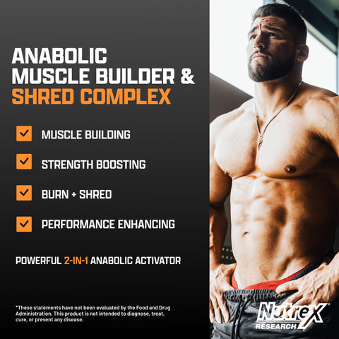 Nutrex Research Anabol Ripped Anabolic Muscle Builder For Men 2-In-1 Muscle Builder And Shredding Supplement (60 Count)