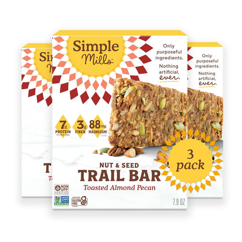 Simple Mills Nut and Seed Trail Bars, 15 Count, Dark Chocolate Sea Salt Snack Bars with Pumpkin Seeds, Almonds, Pecans, and Buckwheat, Good Source of Fiber and Excellent Source of Magnesium, 1.59 oz