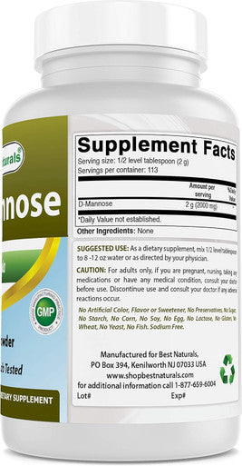 Best Naturals D-Mannose Pure Powder - Urinary Tract Cleanse Supplement - 8 OZ