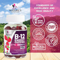 Nature'S Nutrition Vitamin B12 Energy Gummies - Extra Strength 4500mcg Chewable for Energy & Nervous System Health Support B-12 Complex Gummy Vitamin for Women Men Kids - Non-GMO Vegan Berry Flavor - 120 Gummies
