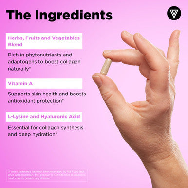 Vital Vitamins Vegan Collagen Booster Plant Based Collagen Supplements Supports Hair Skin Nails and Joints with Hyaluronic Acid 60 Capsules