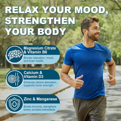 Magnesium Citrate Gummies 500Mg For Women Men Sugar-Free, Chelated Magnesium Calm Gummies With B6 For Mood, Constipation Calcium Magnesium Zinc D3 Supplement Gummy For Bone & Muscle Support- Vegan