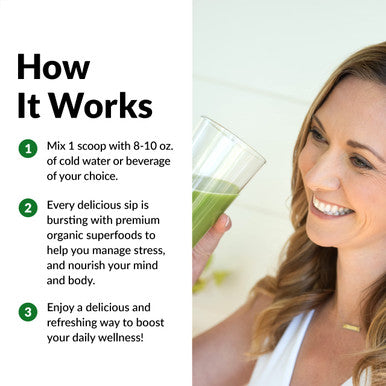 Force Factor Organics Greens Superfood Powder for Relief and Daily Wellness, Greens Powder with KSM-66 Ashwagan, Moringa, Spirulina Powder, Vegan and Non-GMO, Fresh Apple, 30 Servings
