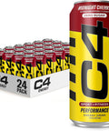 Cellucor C4 Performance Energy Drink | Strawberry Blast | Zero Sugar Carbonated Preworkout Energy | 200mg Caffeine with Beta Alanine | 16 Fl Oz (12 Pack)