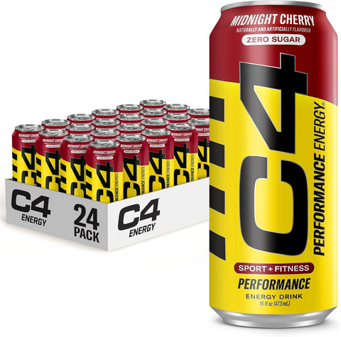 Cellucor C4 Performance Energy Drink | Strawberry Blast | Zero Sugar Carbonated Preworkout Energy | 200mg Caffeine with Beta Alanine | 16 Fl Oz (12 Pack)