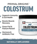 Force Factor Primal Origins Colostrum to Support Gut Health Immunity Recovery & More Bovine Colostrum Supplement. Pasture-Raised Grass Fed Hormone Naturally Unflavored 30 Servings