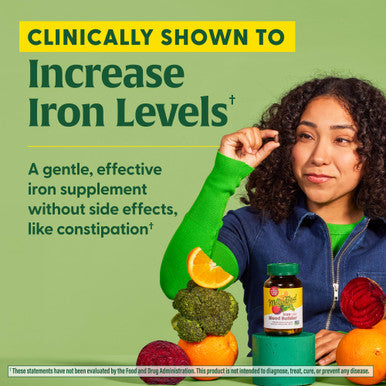 MegaFood Blood Builder Minis - Iron Supplement Clinically Shown To Increase Iron Levels Without - Iron With Vitamin C Vitamin B12 & Folic Acid - Vegan - 60 Tablets (30 Servings)