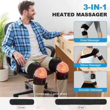 Misawce Electric Heated Knee Massager 3-In-1 Cordless Knee Brace With Heat And Massage For Knee Elbow Shoulder Wrap With 3 Vibration & Heating Modes