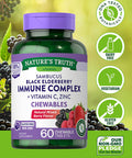 Elderberry Immune Support | 60 Chewable Tablets | with Vitamin C and Zinc | Non GMO and Gluten Complex | Mixed Berry Flavor | by Nature's Truth