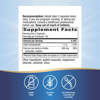 Nature's Way Calcium Citrate Complex 500 mg per serving 250 Capsules