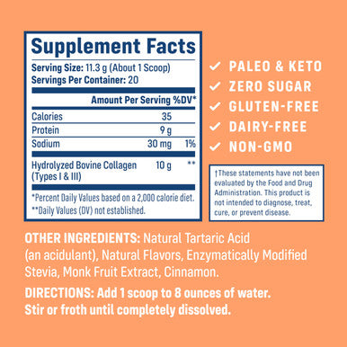 NativePath Collagen Peptides - Hydrolyzed Type 1 & 3 Collagen. Keto & Paleo Grass-Fed Protein Powder for Hair Skin Nails Bones Joints Digestion and More - No Gluten or Dairy (Peach 226g)
