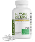 Bronson L-Lysine Defense Immune Support Complex 1500 Mg L-Lysine Plus Olive Leaf, Garlic, Vitamin C And Zinc - Non-Gmo, 250 Vegetarian Capsules