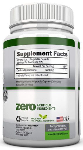 Calcium D-Glucarate - 500mg - 120 Vegetable Capsules - Superior Potency to Support Liver Detoxification, Estrogen Metabolism & Hormonal Balance - Helps with Prostate, Breast & Colon Health