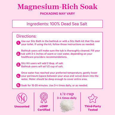 Pink Stork Postpartum Sitz Bath Soak: Dead Sea Salt for Perineal Care & Cleansing Postpartum Recovery Labor and Delivery Essentials Women-Owned Unscented 16 oz