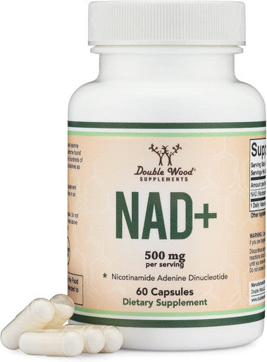 Double Wood Supplements NAD+ Anti Aging & Cell Regeneration | 500mg of 95% Pure NAD Plus Per Serving 60 Capsules