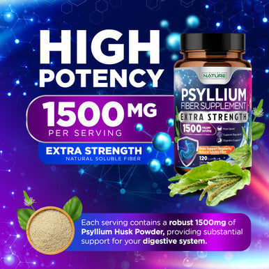 Built Nature Psyllium Husk Capsules 1500Mg - Fiber Supplement - Natural Soluble Fiber Pills With Psyllium Husk Powder - Supports Digestive Gut And Colon Health - Non-Gmo, Gluten-Free, Vegan - 120 Capsules