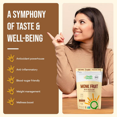 Health Garden Monk Fruit With Allulose Sweetener - Natural Plant-Based Sugar Tive With Zero Calories - Ideal For Keto Diets Gluten- Vegan And Non-Gmo - 2.5Lb