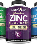Nutrivein Premium Zinc Picolinate, Ashwagandha, And Liposomal Glutathione Supplement Bundle: Sea Moss, Reduced Glutathione, & Zinc Supplements For Men & Women For Immunity, Detox, Rest, & Recovery