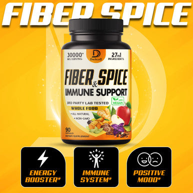 Dedicad 27In1 Fiber And Spice Supplement 30000Mg - Combined With Organic Psyllium, Whole Apple, Elderberry & More - Support Mood