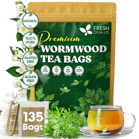 FreshDrinkUS, Premium 75 Mulberry Leaf Tea Bags, 100% Natural & Pure from Mulberry Leaves. Loose Leaf Herbal Tea. Made with Natural Material Tea Bags. No Sugar, No Caffeine, No Gluten, Vegan.