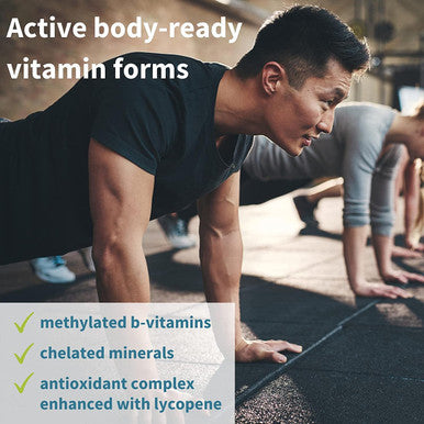 Igennus Methylated High Strength Vegan Men's Daily Multivitamin Without Iron Energy, Immunity & Heart Support, Methylated B-Vitamins Plus Lycopene Clean Label Slow Release Chelated Minerals 60 Tablets