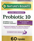 Nature's Bounty Probiotics By Nature'S Bounty Ultra Strength Probiotic 10 Immune Health & Digestive Balance 60 Capsules