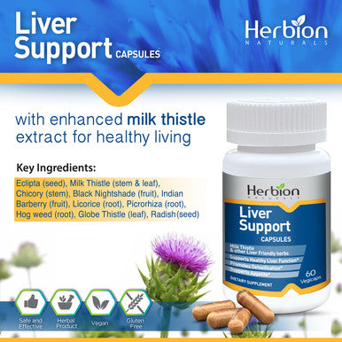 Herbion Naturals Liver Support Herbal Blend with Milk Thistle Supports Healthy Liver Function Promotes Detoxification Supports Appetite 60 Vegicaps