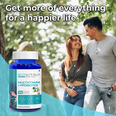 Biovitalia Multivitamins + Probiotics Dietary Supplement For Men & Women Immunity Booster Helps Improve Digestion And Absorption Of Nutrients - 60 Veg Cap
