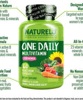 NATURELO One Daily Multivitamin for Women Energy Support - Whole Food Supplement to Nourish Hair Skin Nails Gluten Free 120 Capsules