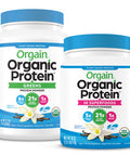 Orgain Organic Plant Based Protein & Greens Powder, Vanilla Bean - 1.94 Pound & Organic Plant Based Protein + Superfoods Powder, Vanilla Bean - Vegan, Non Dairy, Lactose Free, No Sugar Added, 2.02 lb