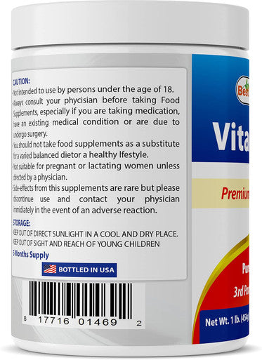 Best Naturals 100% Pure Vitamin C Powder 1 lb (454 Grams) Powder (Also Called Ascorbic Acid)
