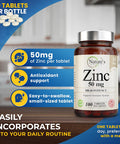 Zinc 50Mg [High Potency] Supplement - Immune Support System From Natural Zinc (Oxide/Citrate) 100 Tablets, Made By Nature'S Potent.