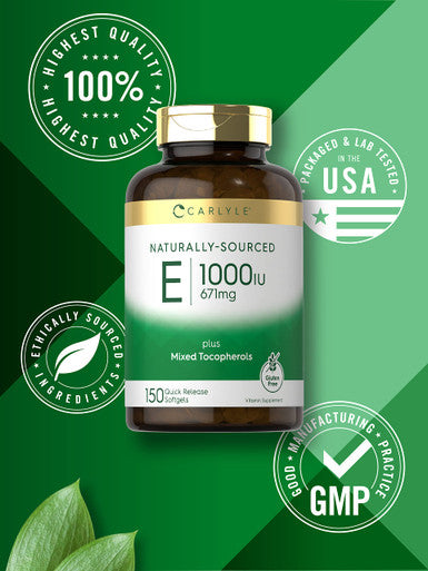 Carlyle Vitamin E Plus Mixed Tocopherols | 1000 Iu (671Mg) | 150 Softgels | Non-Gmo And Gluten Free Formula | Naturally Sourced