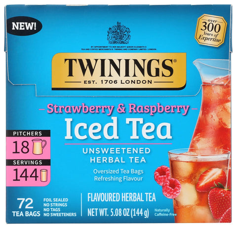 Twinings, Tea Iced Herbal Strawberry Raspberry, 72 Count