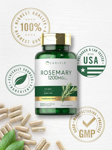 Carlyle Rosemary Capsules | 1200mg | 200 Count | Non-GMO & Gluten Extract