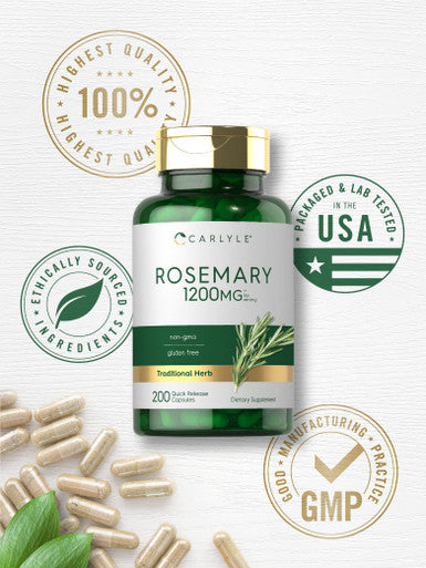 Carlyle Rosemary Capsules | 1200Mg | 200 Count | Non-Gmo & Gluten Free Extract