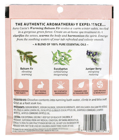 Aura Cacia Aromatherapy Mineral Bath Warming Balsam Fir 2.5 ounce packet Pack of 3