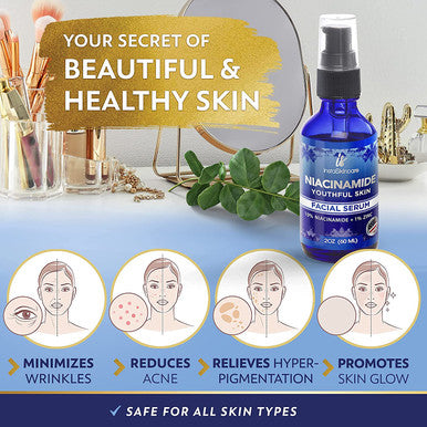 InstaSkincare Healthy Skin Bundle Hyaluronic Acid Serum for Face 2Oz Niacinamide Facial Serum 2Oz Collagen Peptides Powder for Women 1Lb