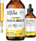 Wild & Organic Maca Root Liquid Drops - Alcohol Free Maca Root Tincture - Peruvian Maca Supplement For Women And Men - Vegan Sugar Free Maca Drops - 4 Fl Oz