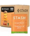 Stash Tea Ginger Peach Green Tea & Matcha Blend, Box of 100 Tea Bags (Packaging May Vary) | Zesty, fruity blend with peach, ginger and matcha notes, Non-GMO Project Verified and foil-sealed freshness