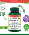 Greeniche Vitamin B 12 - 120 Tablets - Helps in Vitamin B-12 Deficiency - Helps in Red Blood Cell Formulation - Metabolize Carbohydrates, Proteins & Fats Free From Gluten, Soy & Dairy Non GMO