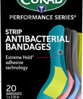 Curad Performance Series IRONMAN Antibacterial Bandages Extreme Hold Adhesive Technology Standard Size Flexible Fabric Bandages for Cuts Scrapes & Burns Assorted Colors 1 x 3.25 inches 20 Count