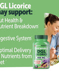 Yuve Vegan Dgl Licorice Chewable Tablets 400Mg - Support Stomach, Gut & Intestinal Relief - Natural Acid Reflux Formula - Ultra Pure Dgl Deglycyrrhizinated Licorice Root Extract Dgl Supplement - 120Ct